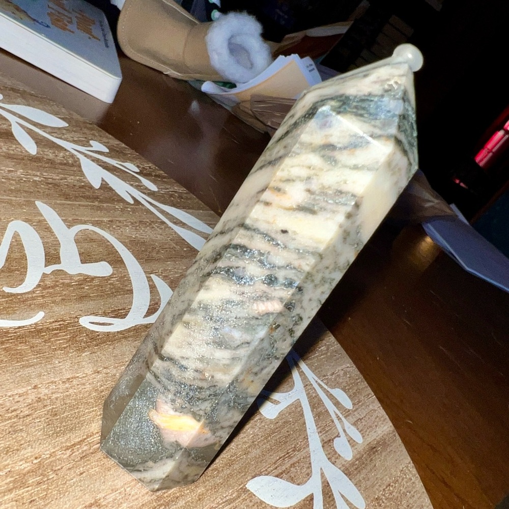 Pink Zebra Jasper Crystal Tower